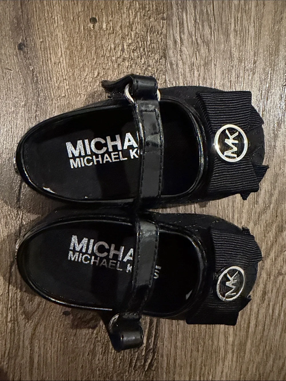 Michael Kors Black Patent Girls' Mary Jane Flats with Logo Bow